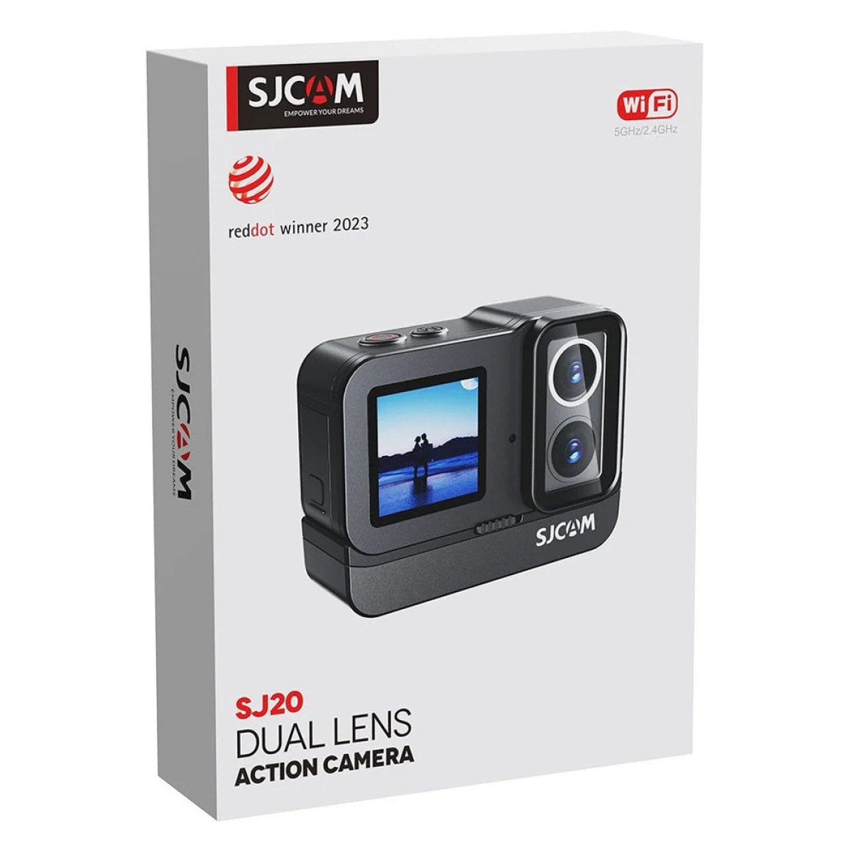 SJCAM action camera SJ20 με 2x φακούς, 2x οθόνες, 20MP/4K, WiFi, αδιάβροχη θήκη, μαύρη