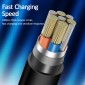 USAMS καλώδιο USB σε USB-C/Lightning/Micro USB US-SJ374, 2A, 1m, μαύρο