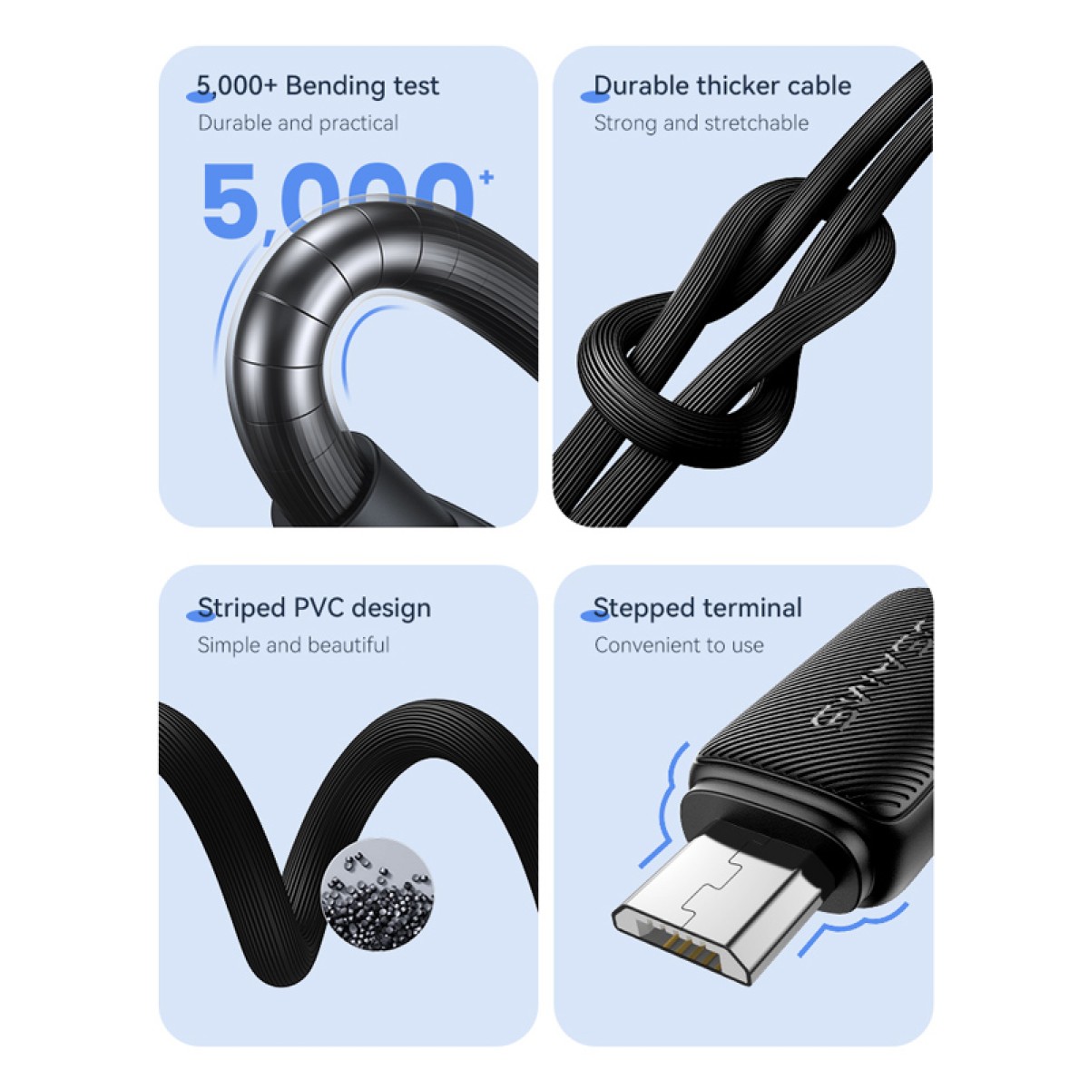 USAMS καλώδιο micro USB σε USB US-SJ690, 2A, 480Mbps, 1m, λευκό