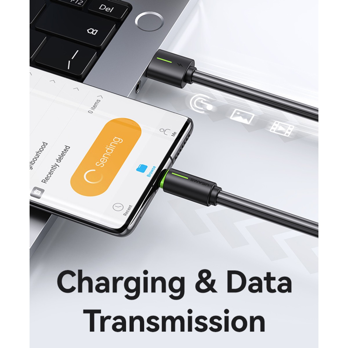 USAMS καλώδιο USB-C σε USB US-SJ732, 3A, 480Mbps, 1m, μαύρο