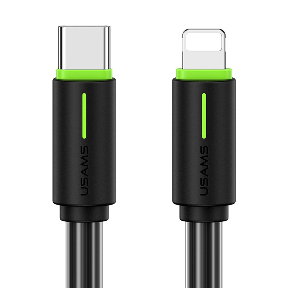 USAMS καλώδιο Lightning σε USB-C US-SJ735, 30W, 480Mbps, 1m, μαύρο
