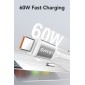 USAMS καλώδιο USB-C SJ756, 60W, 480Mbps, 1.2m, μαύρο/λευκό