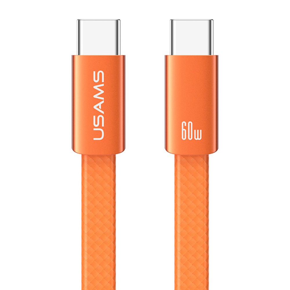 USAMS καλώδιο USB-C SJ783, 60W, 480Mbps, flat, 1.2m, πορτοκαλί