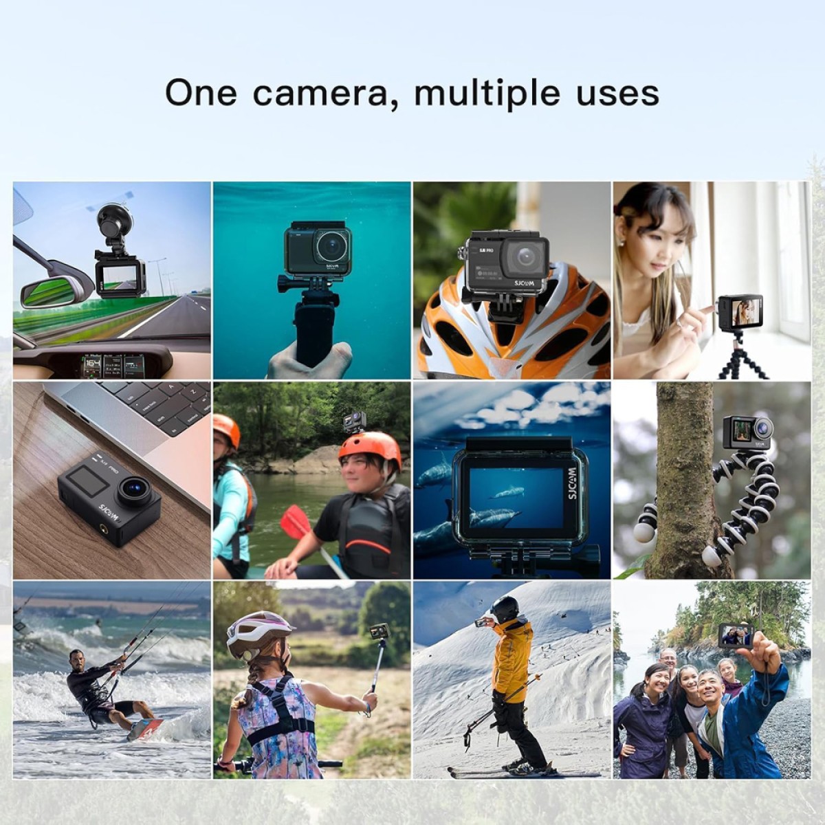 SJCAM action camera SJ8 Pro, οθόνη αφής, 12MP/4K, WiFi, αδιάβροχη θήκη, μαύρη