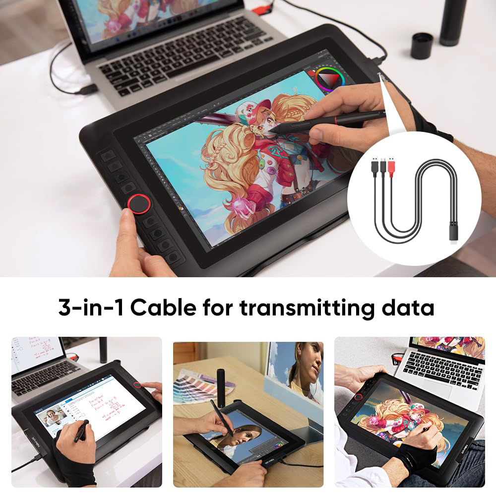 XP-PEN HDMI σε USB-C & 2x USB SPE40 για ταμπλέτα σχεδίασης, 1.5m, μαύρο