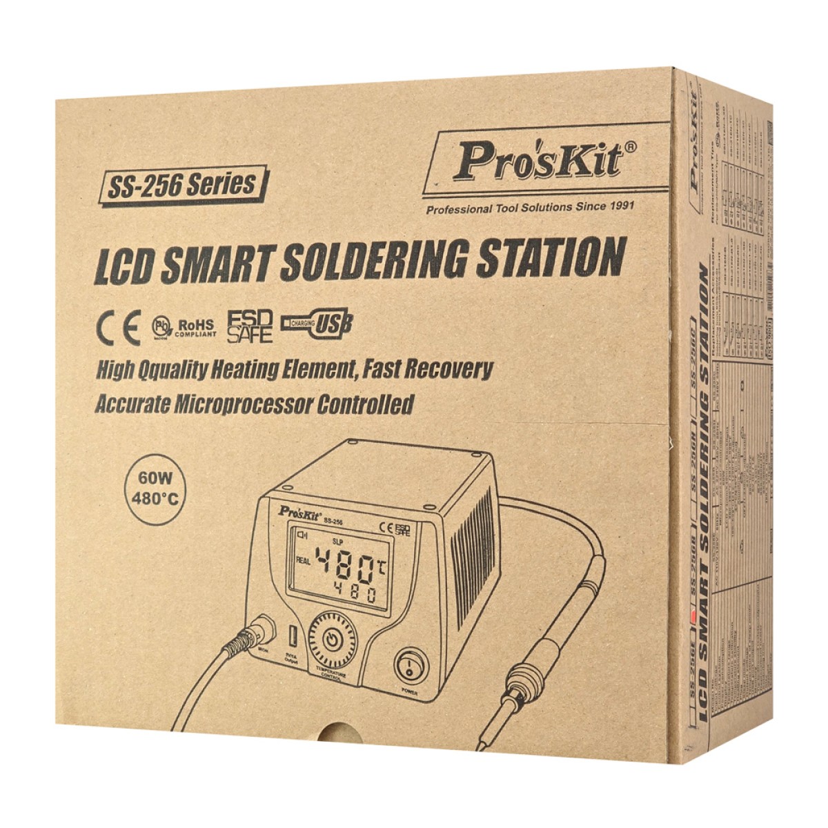 PROSKIT σταθμός συγκόλλησης SS-256B με κολλητήρι, 60W, 200~480 °C