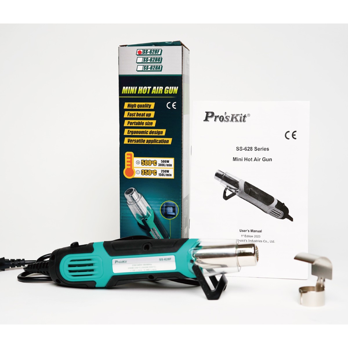 PROSKIT μίνι πιστόλι θερμού αέρα SS-628F, 250/500W, 350/500 °C
