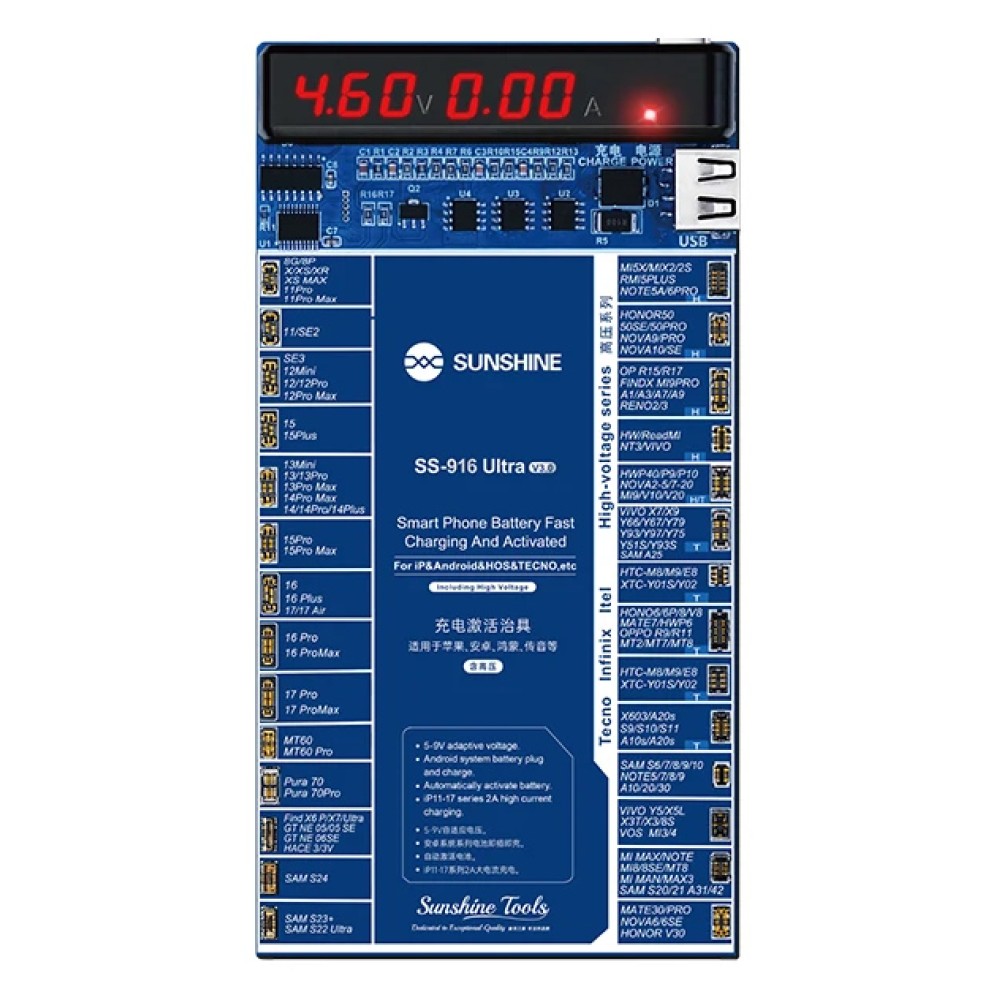 SUNSHINE tester μπαταριών SS-916 Ultra για Apple & Android smartphone, V3.0