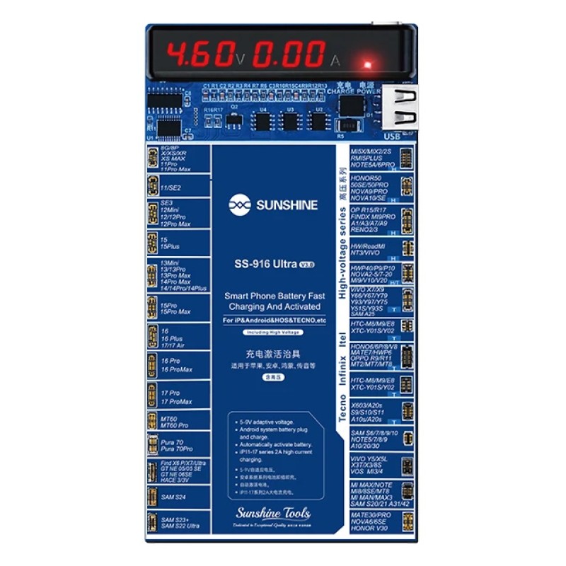 SUNSHINE tester μπαταριών SS-916 Ultra για Apple & Android smartphone, V3.0