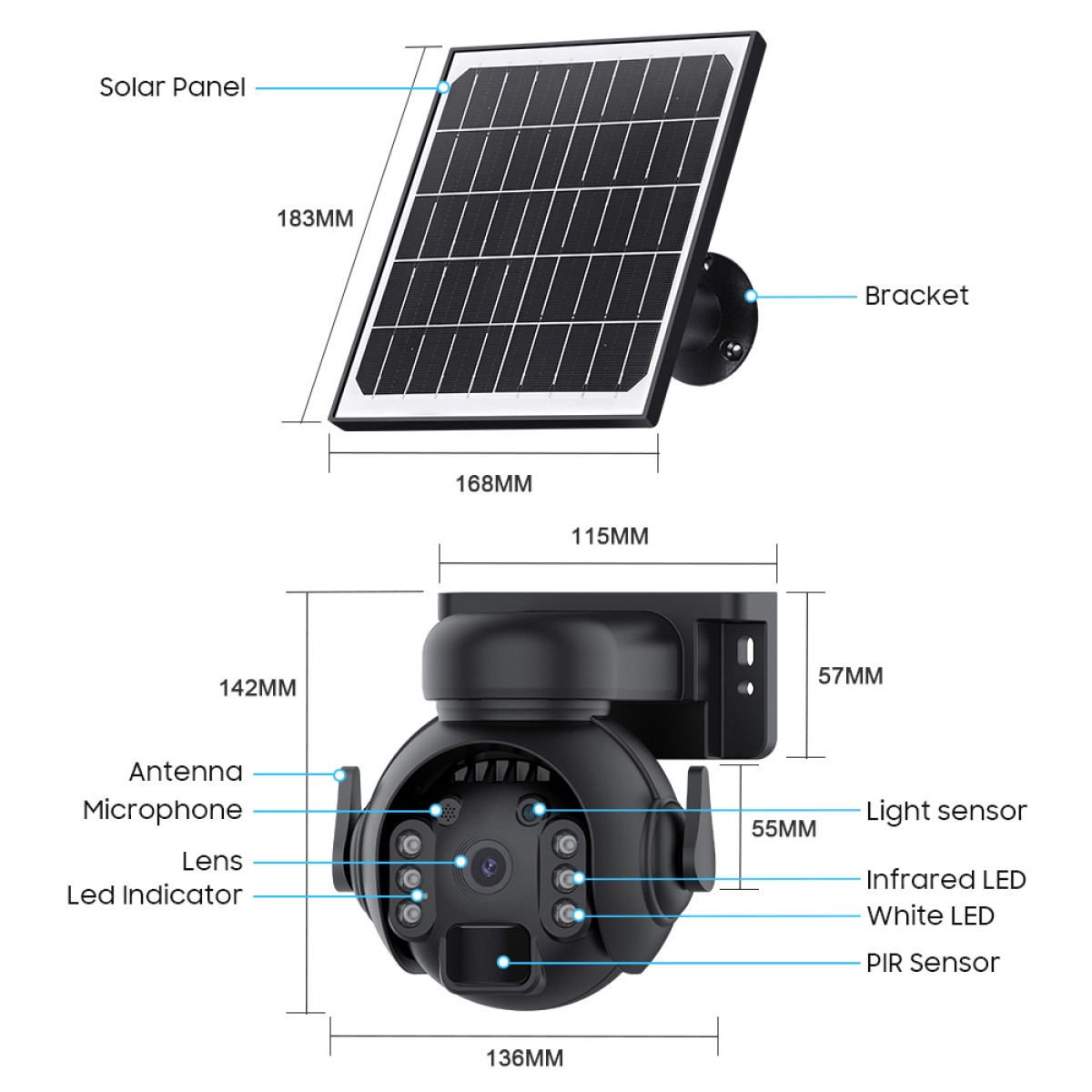 SECTEC smart ηλιακή κάμερα ST-515C-3M-5W-BK, 3MP, WiFi, SD, PTZ, IP65