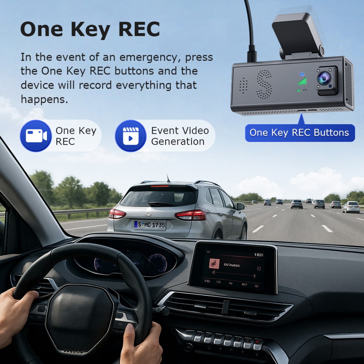 SECTEC smart κάμερα αυτοκινήτου ST-CC09-GPS-EU, μπροστινή/καμπίνας, 1080p, 4G, GPS