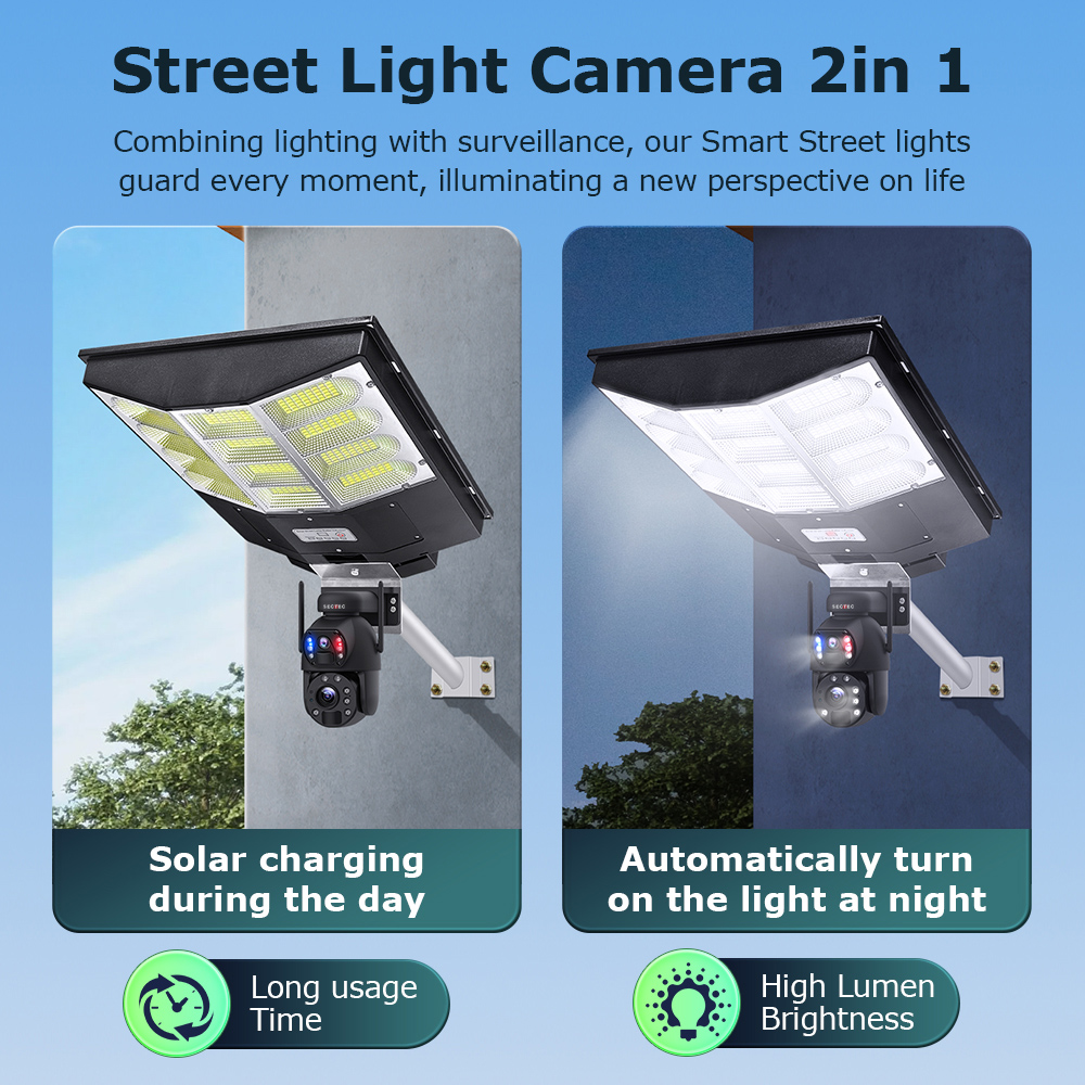 SECTEC smart ηλιακή κάμερα ST-LC598-EU με προβολέα, dual lens, 3MP, 4G, SD, PTZ, IP66