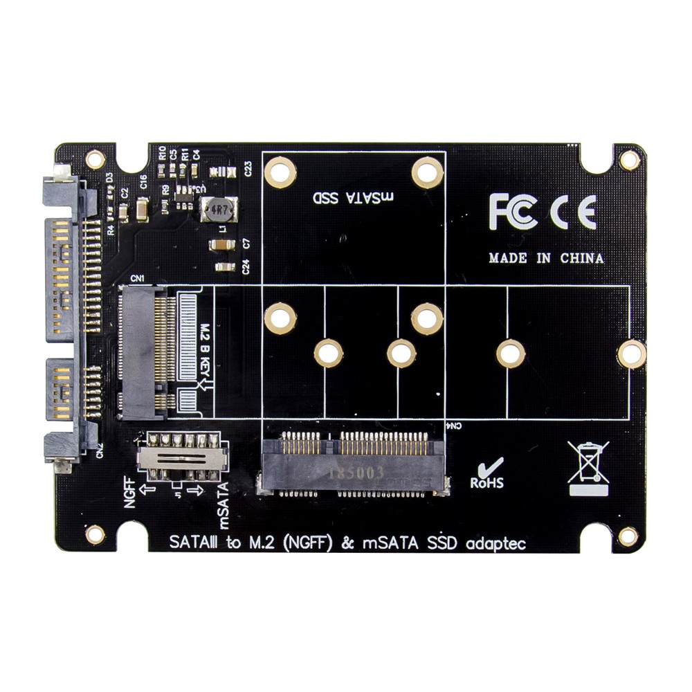 POWERTECH κάρτα μετατροπής 2.5" SATA σε M.2 B & mSATA SSD ST525, 6Gbps