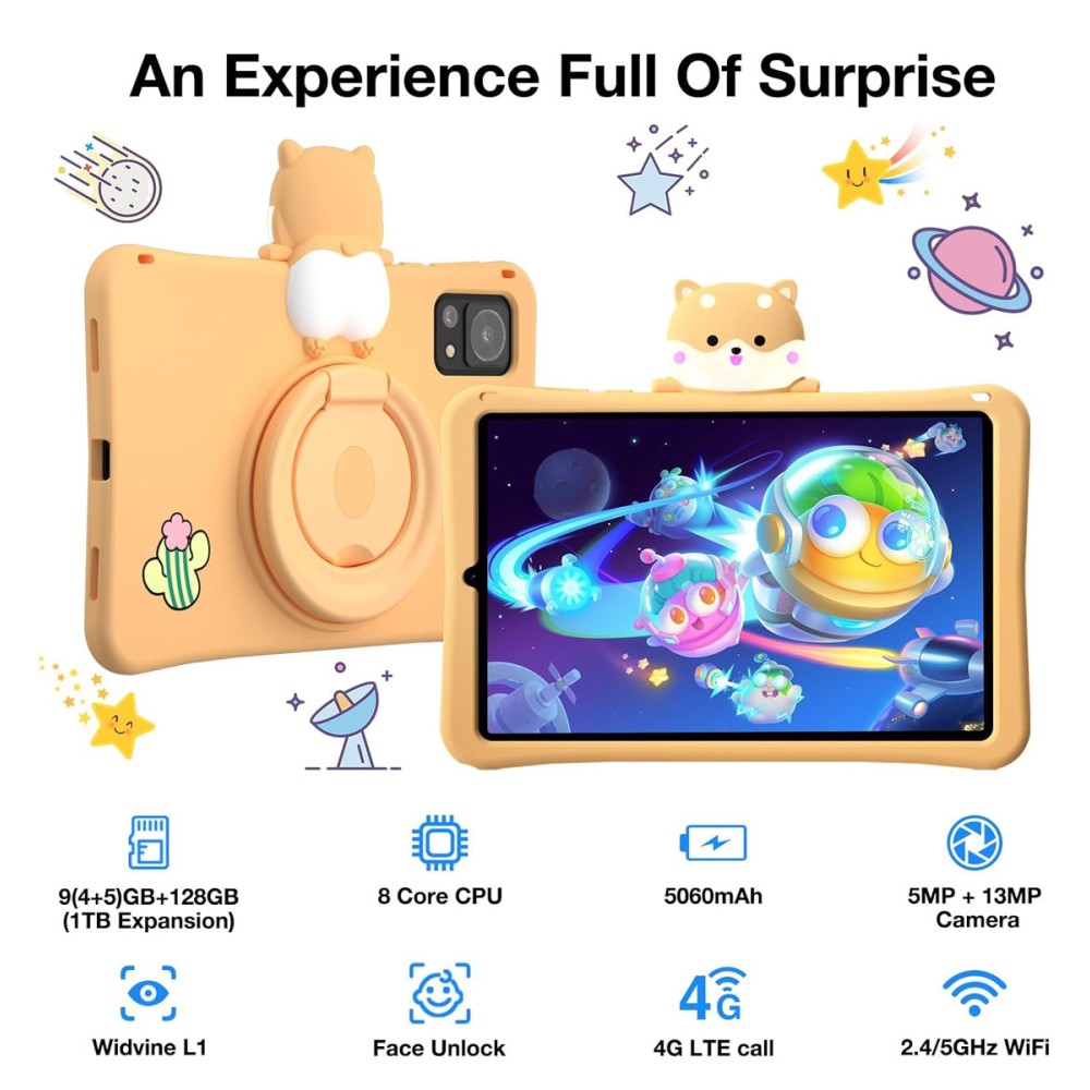 DOOGEE tablet T20 Mini Kids, 8.4", 4/128GB, 4G, Android 13, 5060mAh, κίτρινο