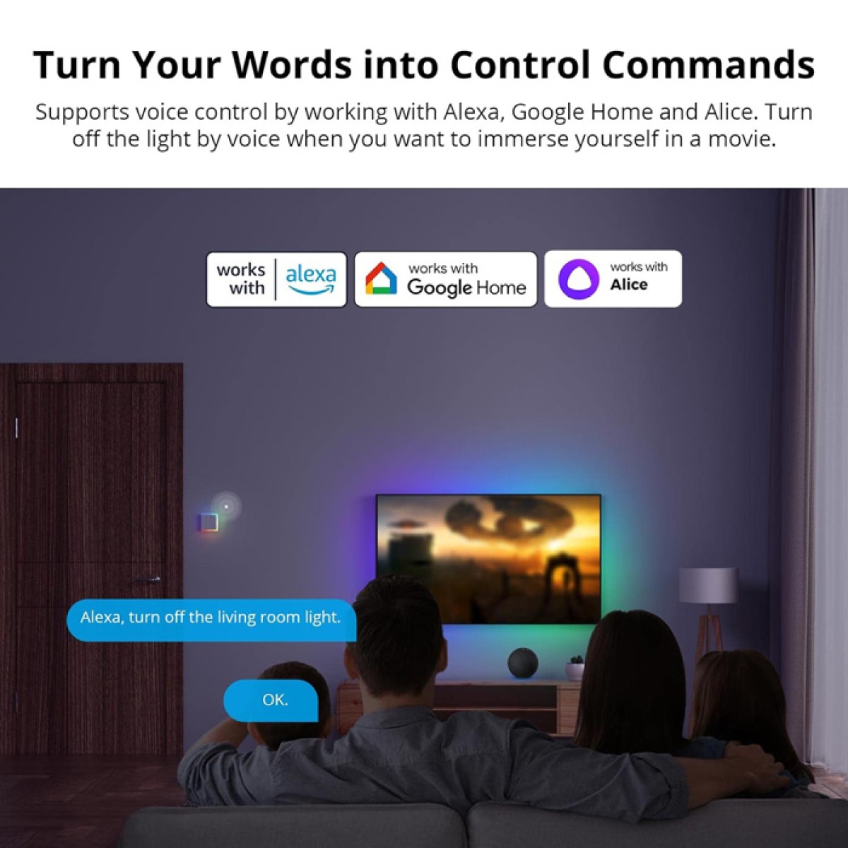 SONOFF smart διακόπτης T5-1C-86 με LED φωτισμό, μονός, Wi-Fi, λευκός