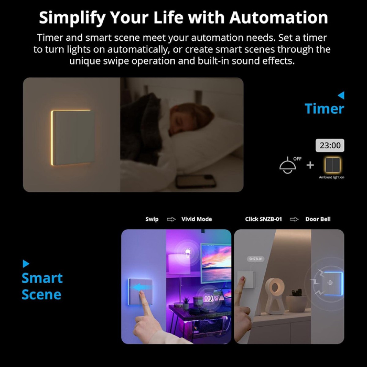 SONOFF smart διακόπτης T5-1C-86 με LED φωτισμό, μονός, Wi-Fi, λευκός