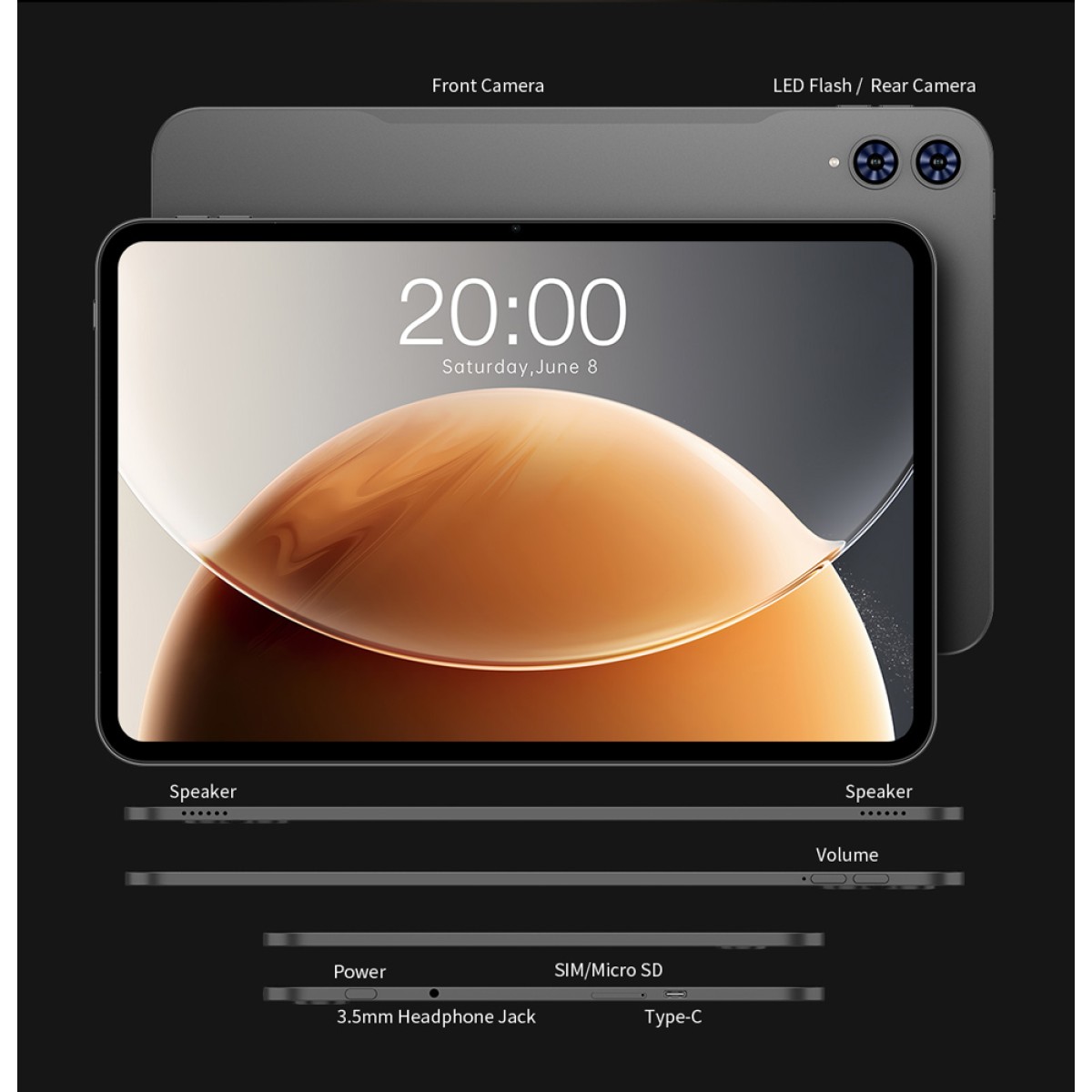 TECLAST tablet T65, 13.4", 6/128GB, 4G, Android 15, 8000mAh, γκρι