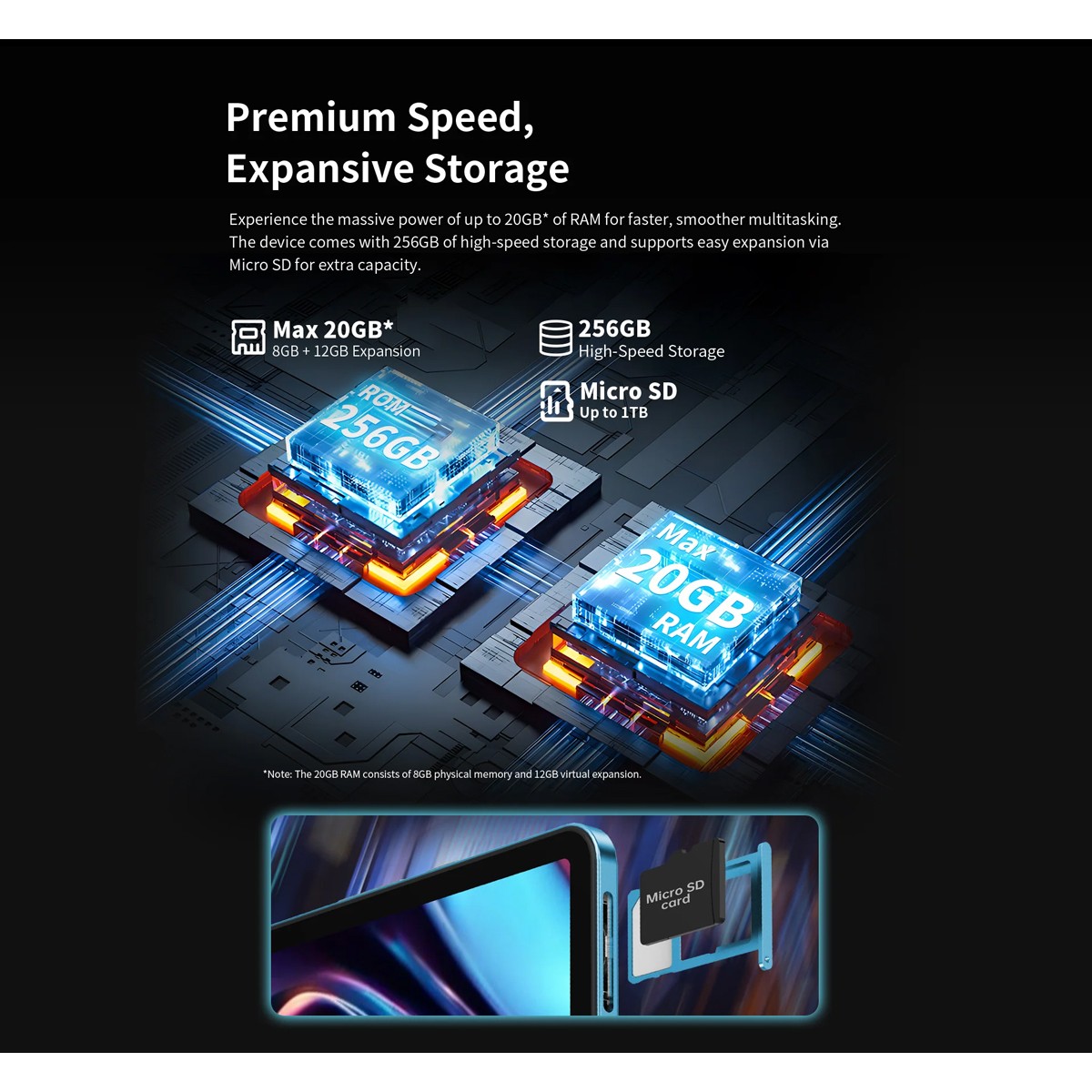 TECLAST tablet T70, 14", 8/256GB, 4G, Android 14, 10000mAh, μπλε