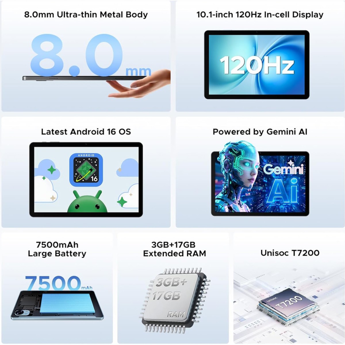DOOGEE tablet Tab G5, 10.1", 3/128GB, 4G, Android 16, 7500mAh, μαύρο