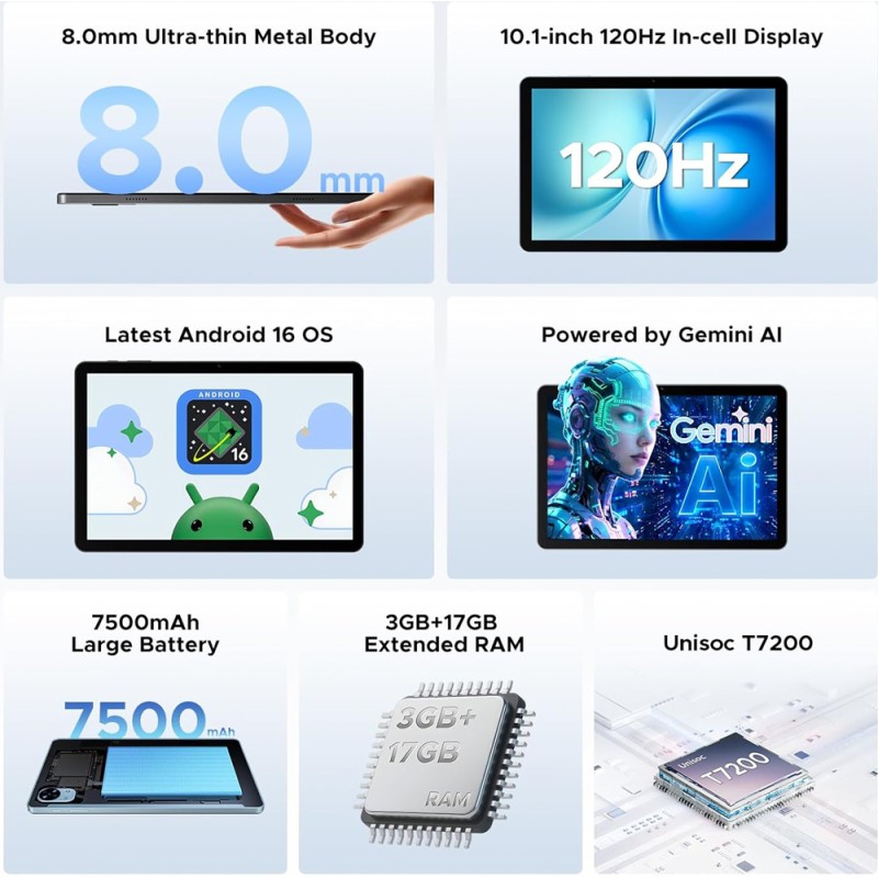DOOGEE tablet Tab G5, 10.1", 3/128GB, 4G, Android 16, 7500mAh, μαύρο