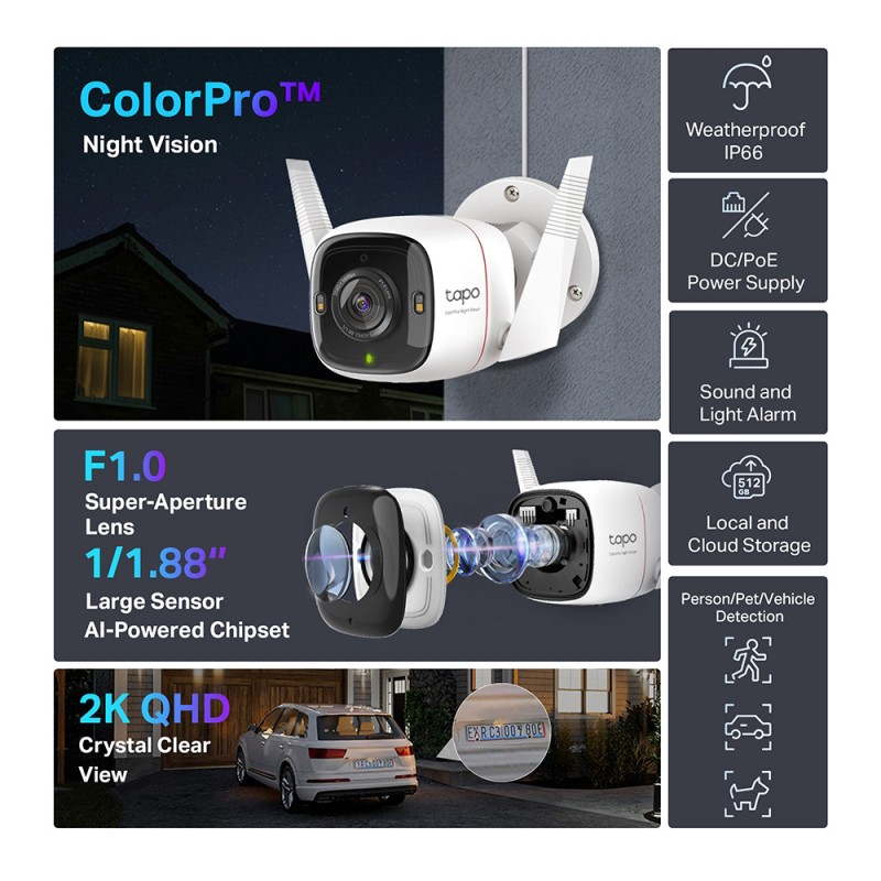 TP-LINK smart κάμερα Tapo C325WB, 2K, WiFi, IP66, V2.0