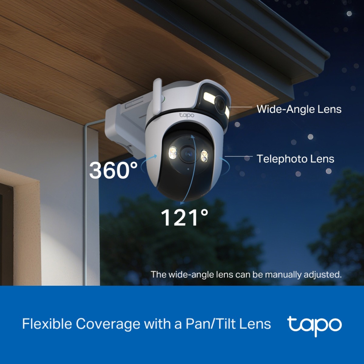 TP-LINK smart κάμερα Tapo C545D, dual lens, 2K/3MP, WiFi, PTZ, IP66, V1.0