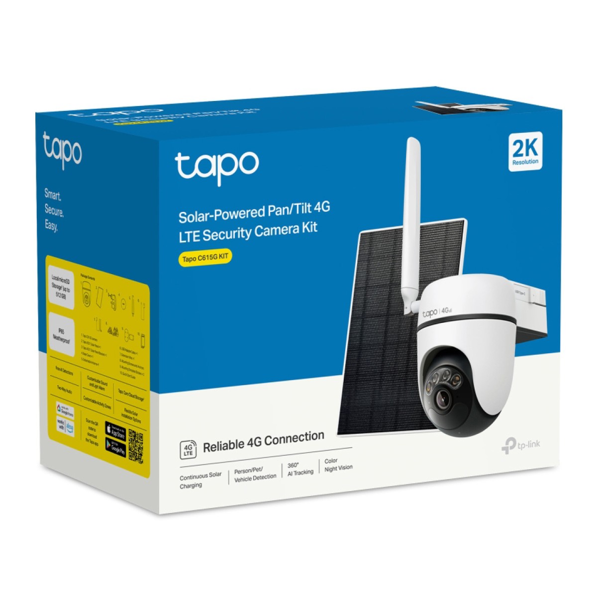 TP-LINK smart ηλιακή κάμερα Tapo C615G KIT, 2K/3MP, 4G, IP65, V1.0
