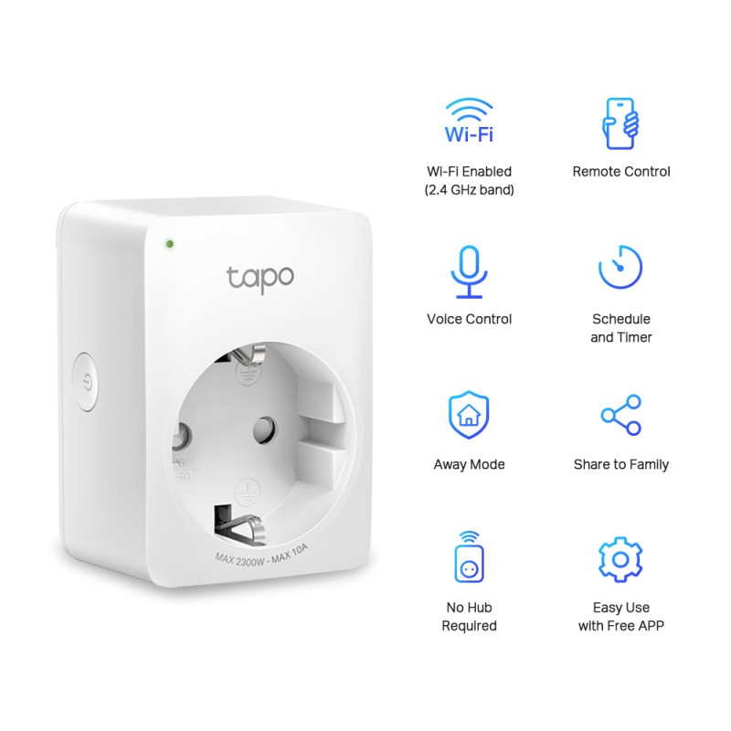 TP-LINK smart αντάπτορας ρεύματος TAPO-P100, Wi-Fi, ΒΤ, 4τμχ, Ver. 1.0