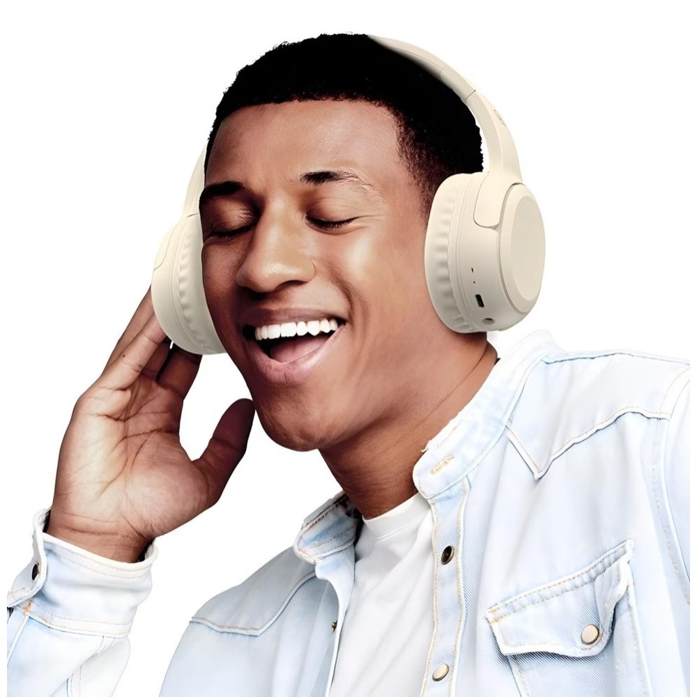 USAMS headphones YG23, ασύρματα & ενσύρματα, Φ40mm, 300mAh, μπεζ