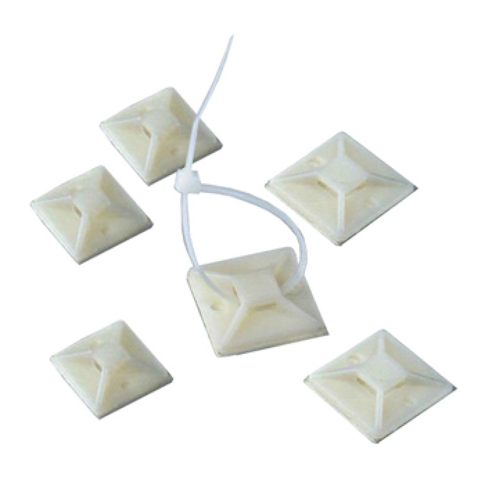 POWERTECH αυτοκόλλητη βάση δεματικών TIES-004, 30x30mm, 50τμχ, λευκό