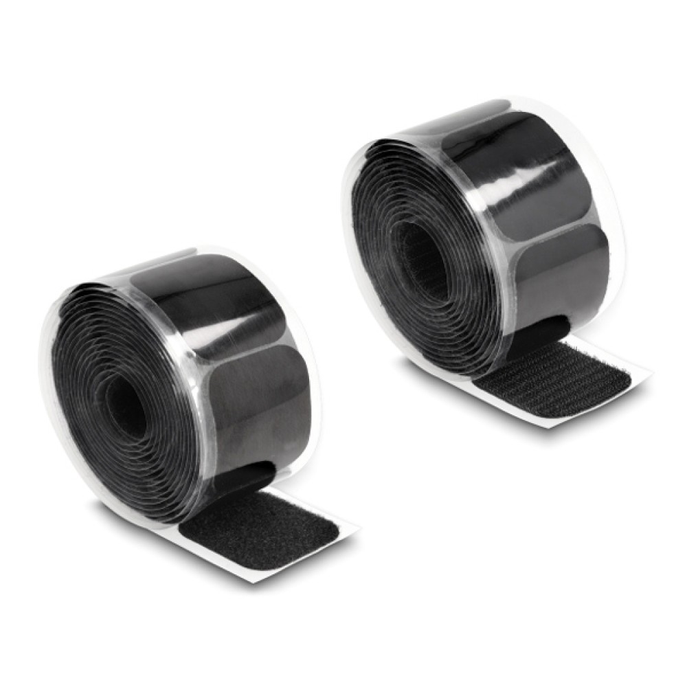 POWERTECH αυτοκόλλητα τύπου Velcro TIES-067 σε ρολό 5m, 45x50mm, μαύρο