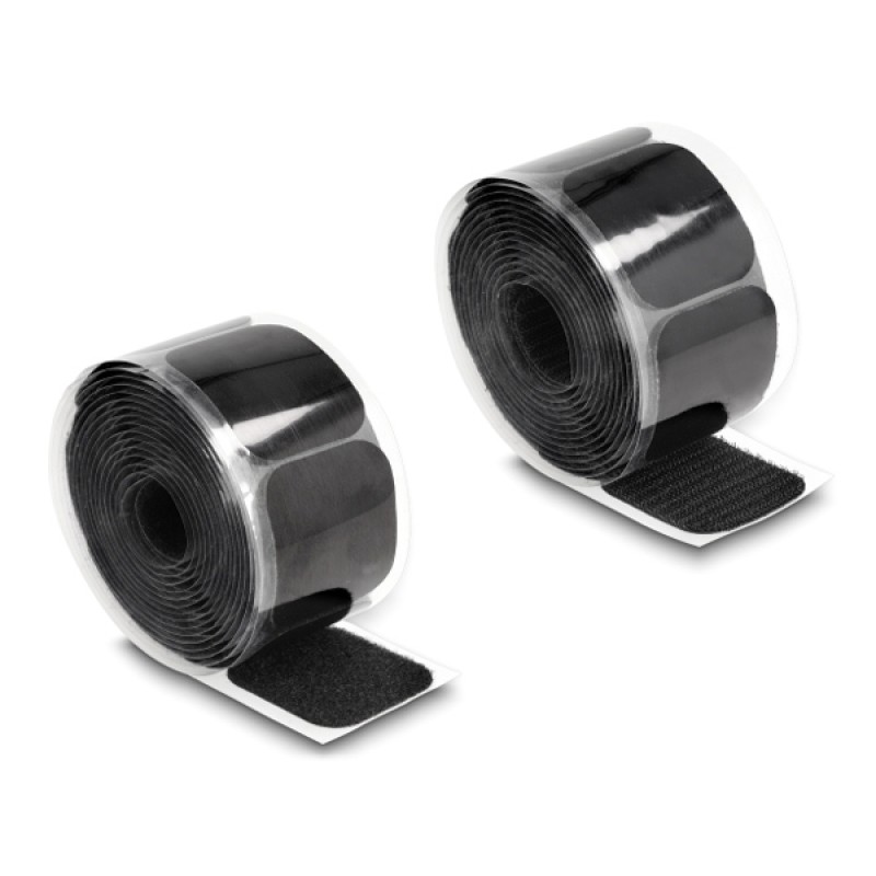 POWERTECH αυτοκόλλητα τύπου Velcro TIES-067 σε ρολό 5m, 45x50mm, μαύρο