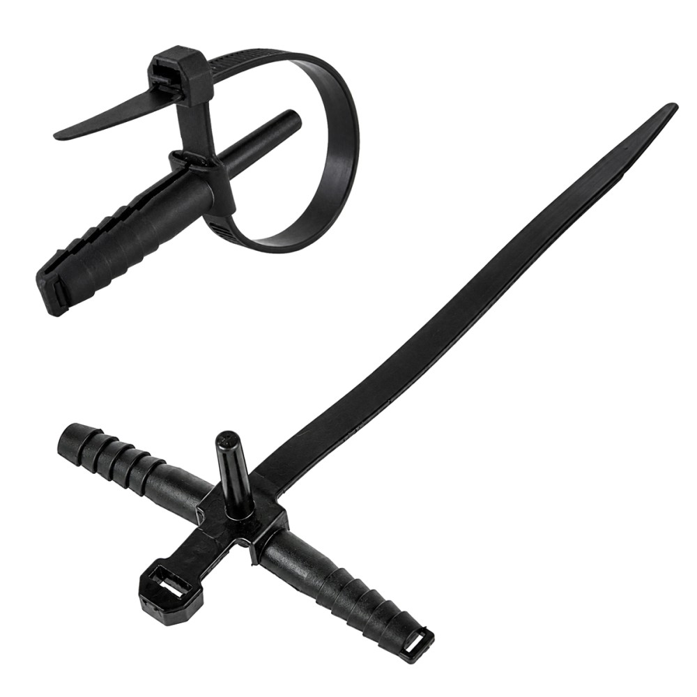 POWERTECH δεματικά καλωδίων με ούπα TIES-084, 7x150mm, μαύρα, 100τμχ