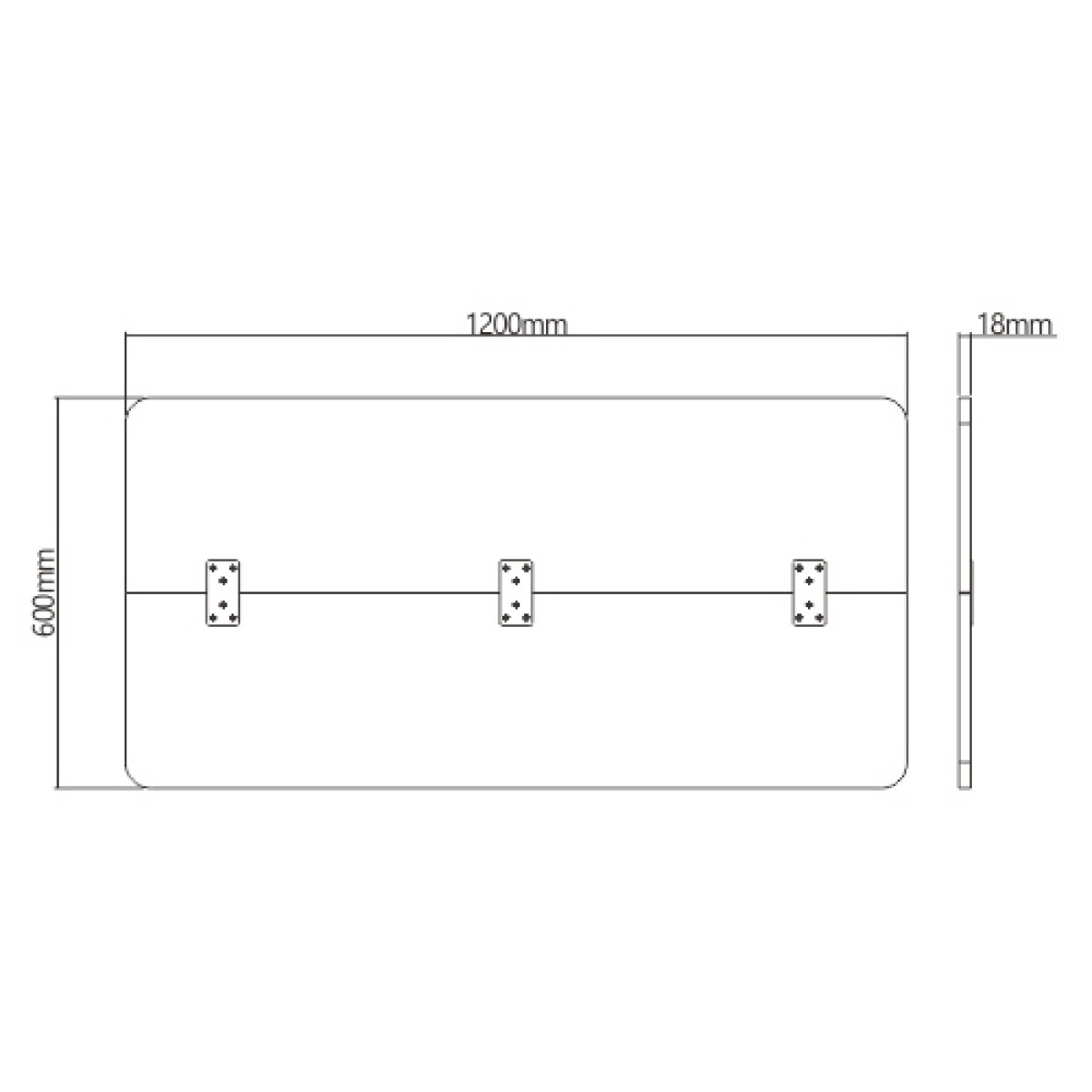 BRATECK επιφάνεια γραφείου TP12060R-2P, 120x60x1.8cm, καφέ ξύλινη