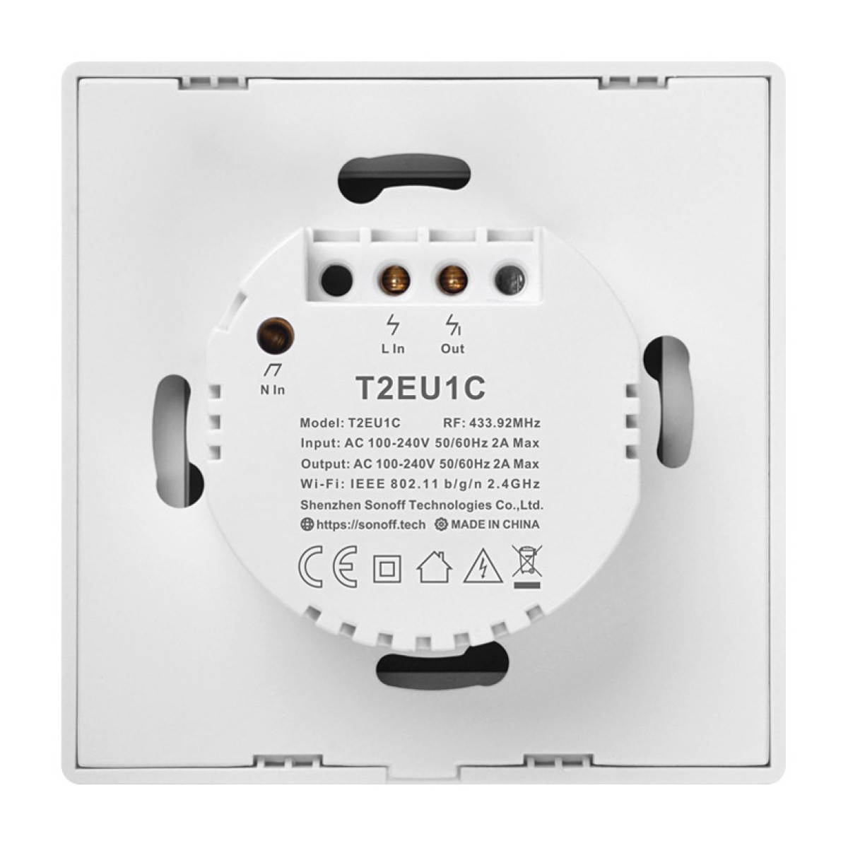 SONOFF smart διακόπτης ΤΧ-T2EU1C, αφής, Wi-Fi, μονός, λευκός