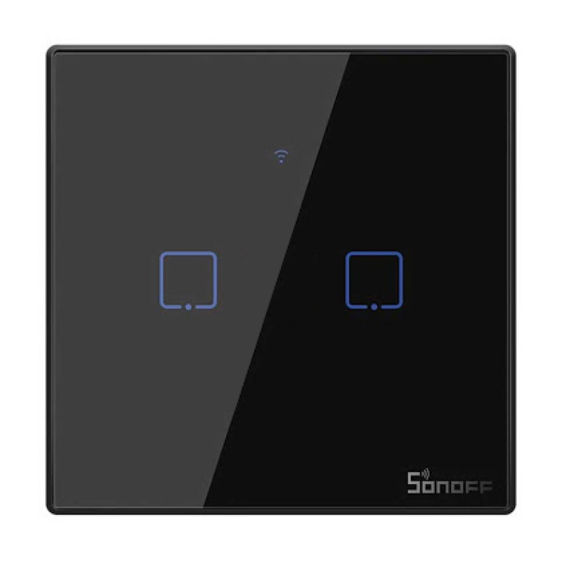 SONOFF smart διακόπτης ΤΧ-T3EU2C, αφής, Wi-Fi, διπλός, μαύρος