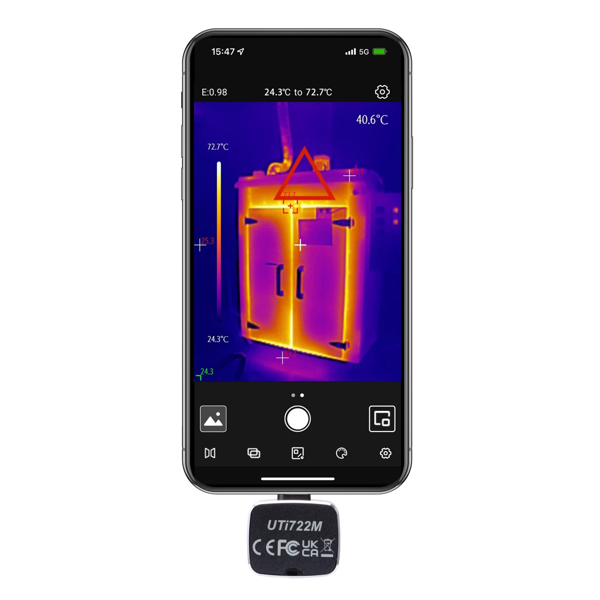 UNI-T συσκευή θερμικής απεικόνισης UTi722M για smartphone, USB-C, 20 °C έως 450 °C
