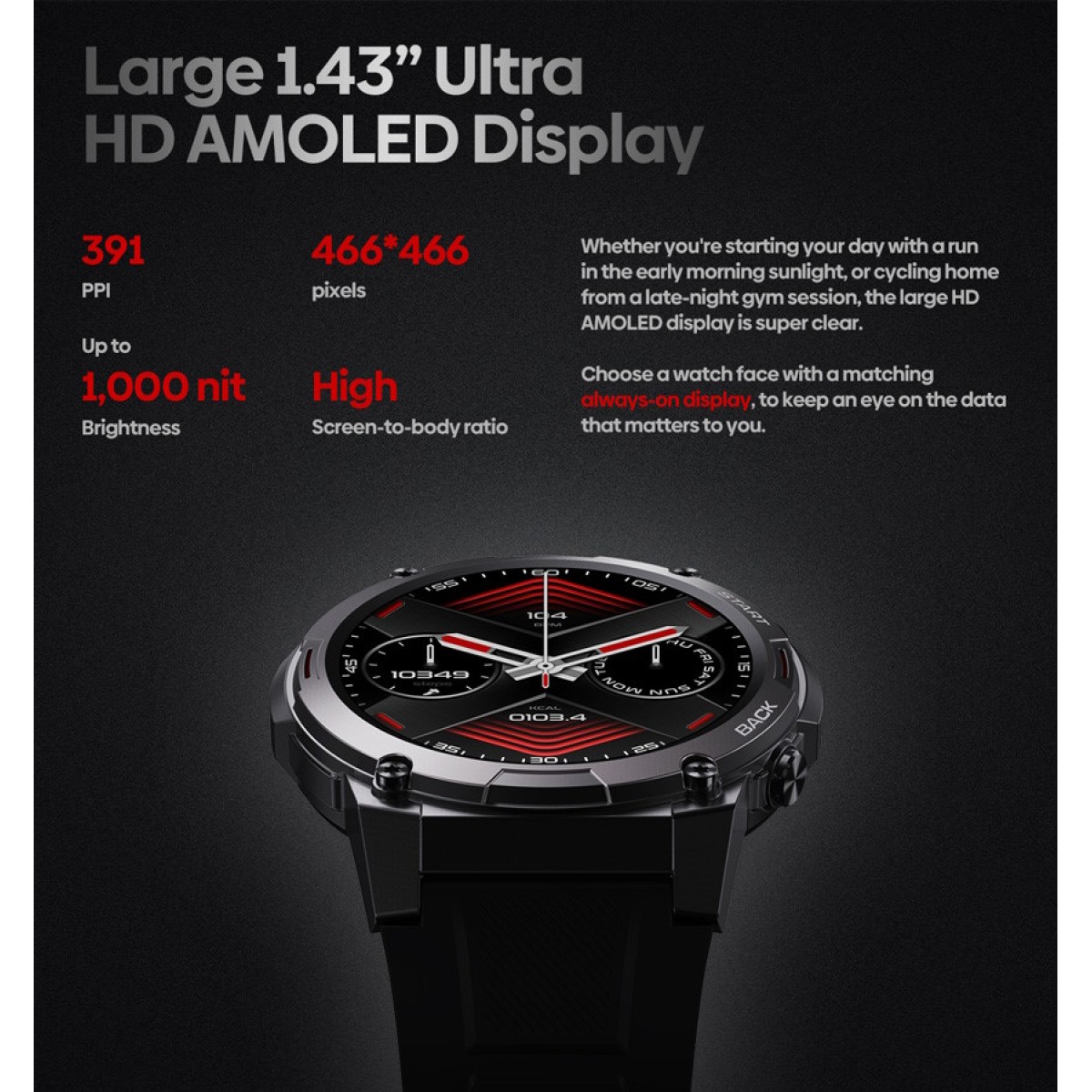 ZEBLAZE smartwatch Vibe 7 Pro, heart rate, 1.43" AMOLED, 3 ATM, ασημί