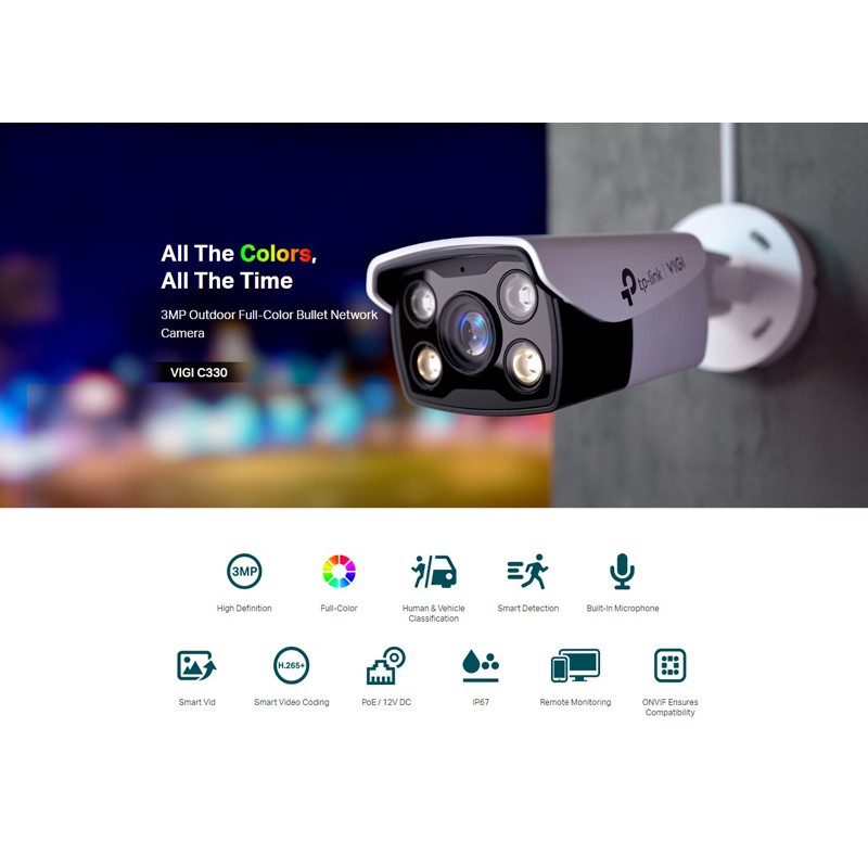 TP-LINK IP κάμερα VIGI C330, 2.8mm, 3MP, PoE, IP67, Ver. 2.0