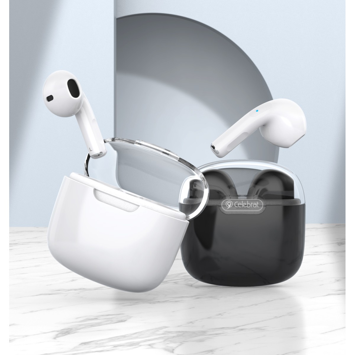 CELEBRAT earphones με θήκη φόρτισης W52, True Wireless, Φ13mm, λευκά