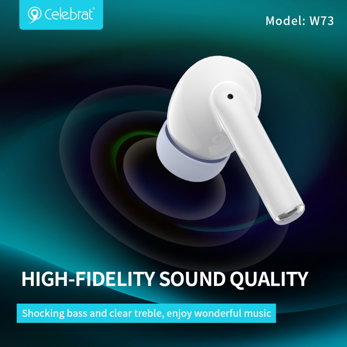 CELEBRAT earphones με θήκη φόρτισης W73, True Wireless, 13mm, 33/380mAh, μαύρα