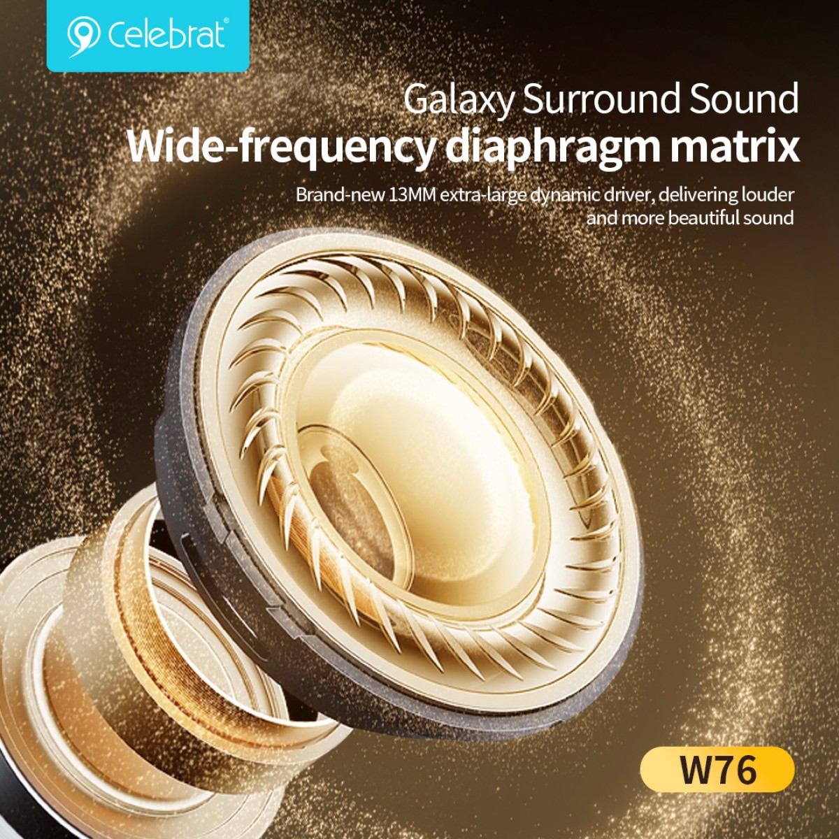 CELEBRAT earphones με θήκη φόρτισης W76, True Wireless, 13mm, 25/300mAh, λευκά