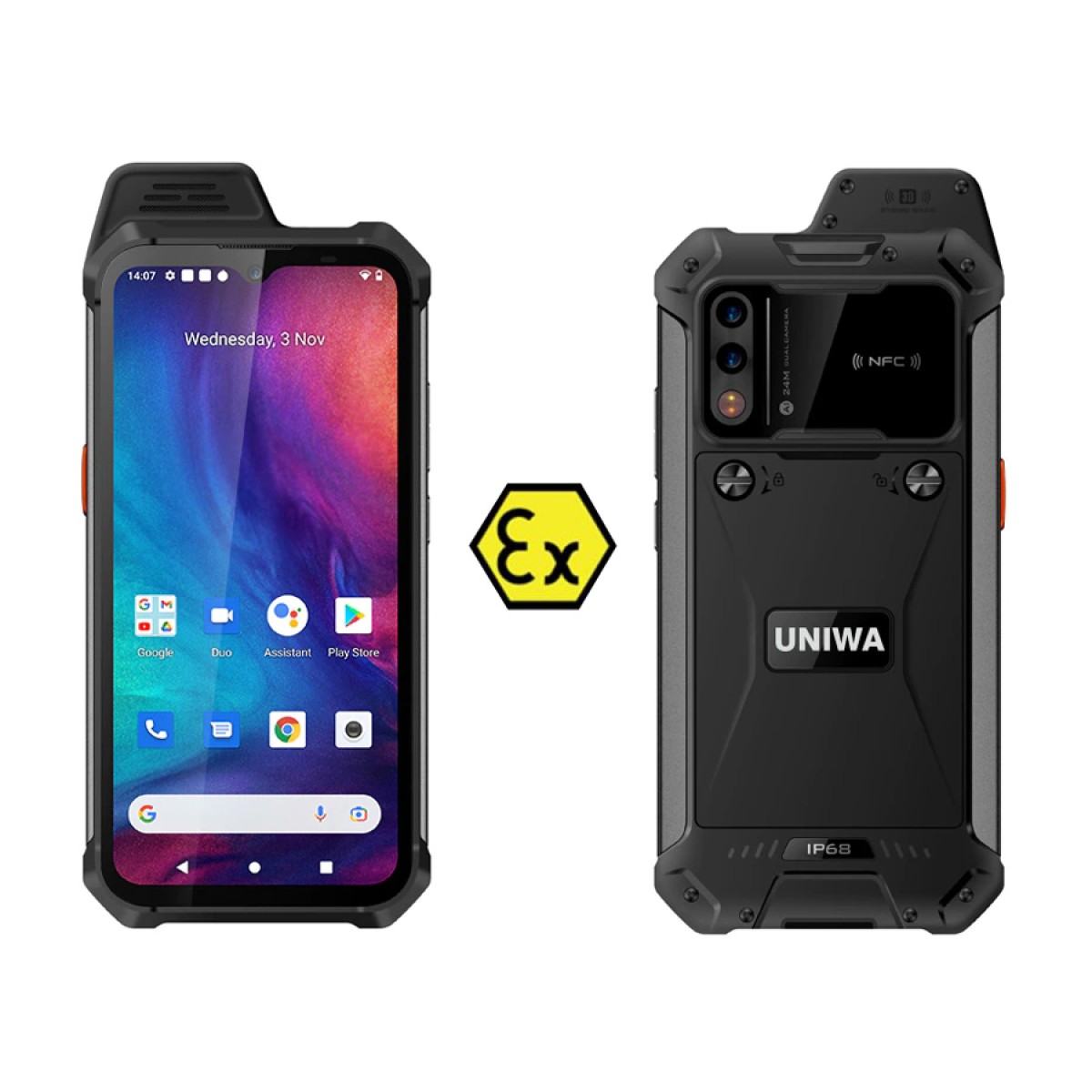 UNIWA smartphone W888, 6.3" HD+, 4/64GB, ηχείο 2W, Atex Zone 2, IP68, μαύρο