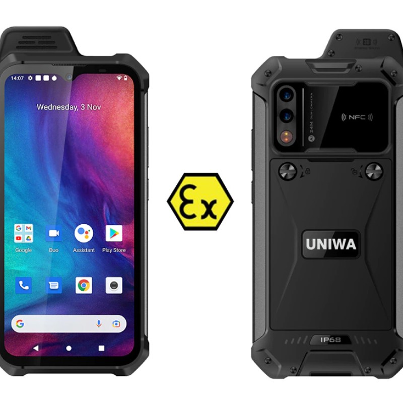 UNIWA smartphone W888, 6.3" HD+, 4/64GB, ηχείο 2W, Atex Zone 2, IP68, μαύρο