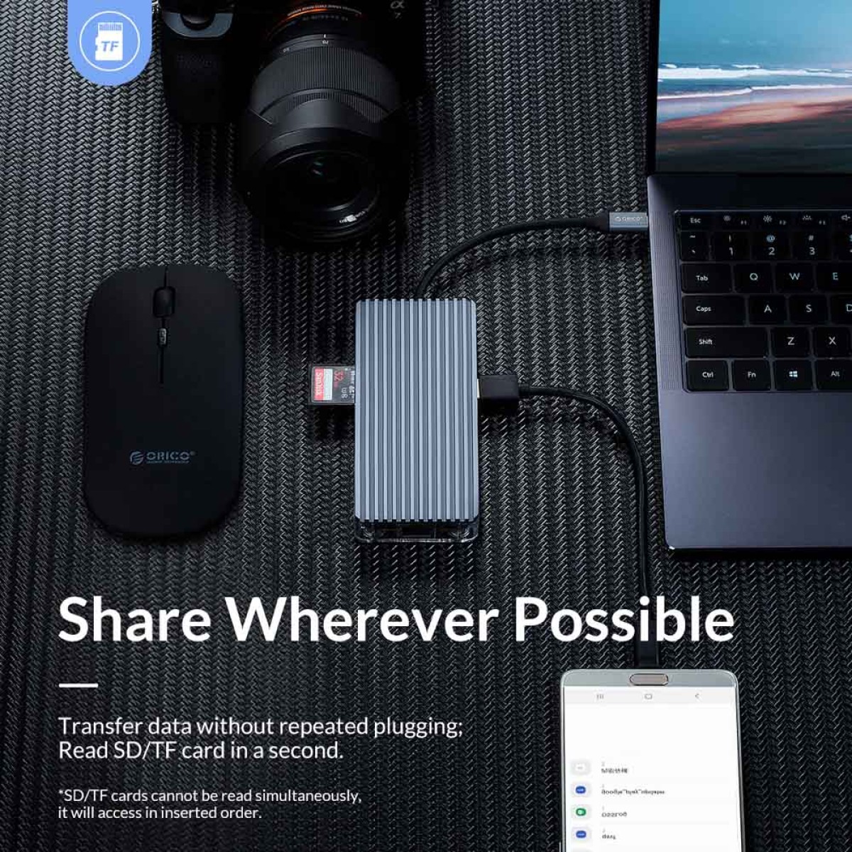 ORICO docking station WB-11P, 11 θυρών, USB-C σύνδεση, 100W PD, 4K, γκρι