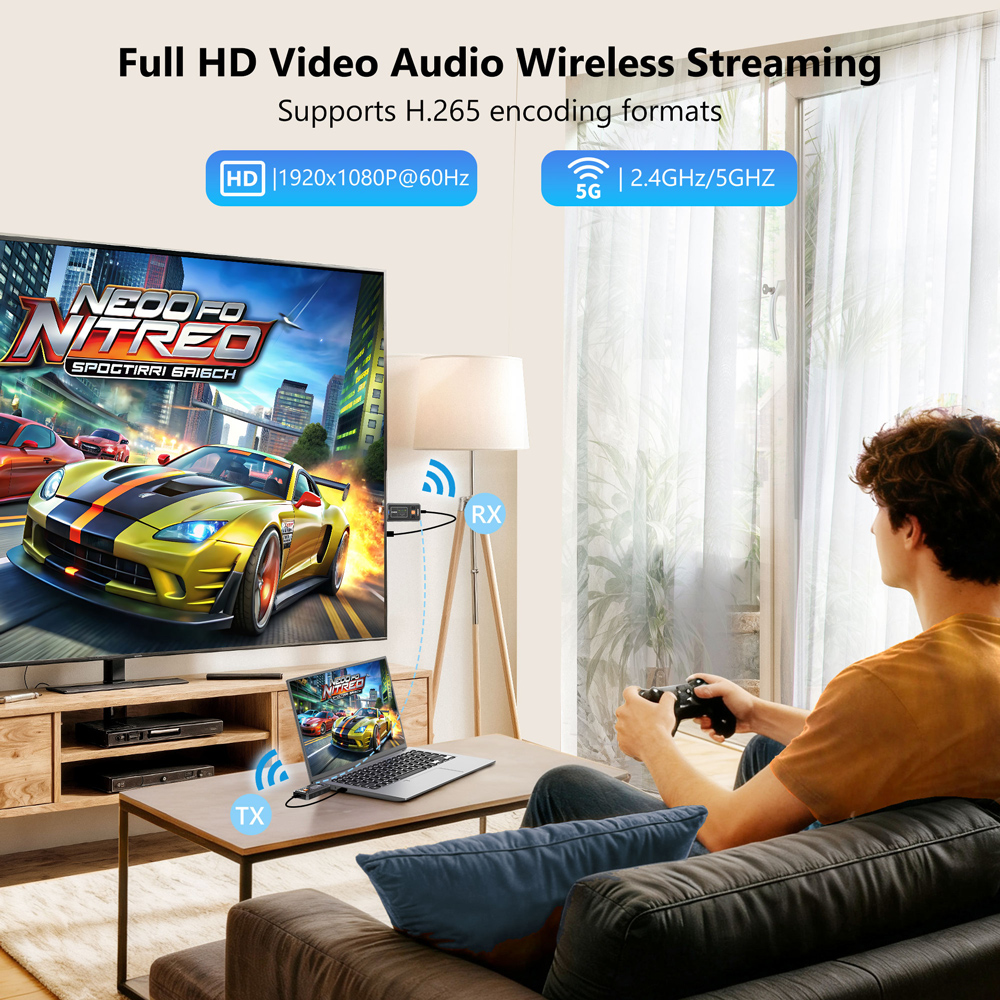 VRRIIS HDMI σύστημα ασύρματης μετάδοσης βίντεο WL087 Mini, 1080p, 2.4/5GHz, έως 350m