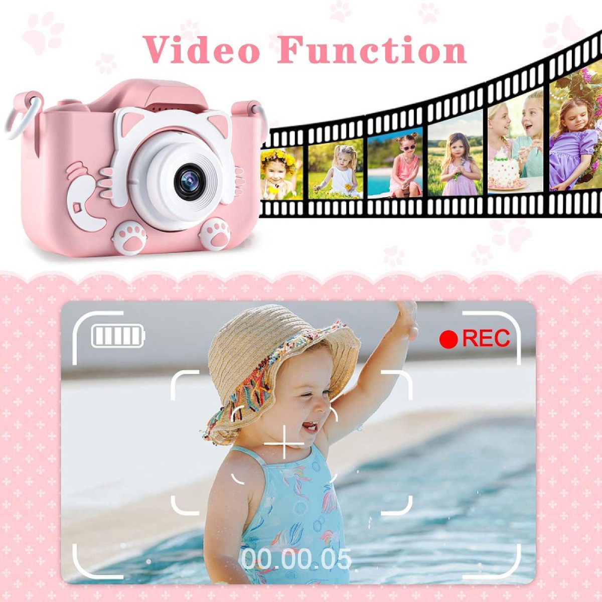 WOWKIDS παιδική φωτογραφική μηχανή C05 με 2" οθόνη, 8MP, ροζ