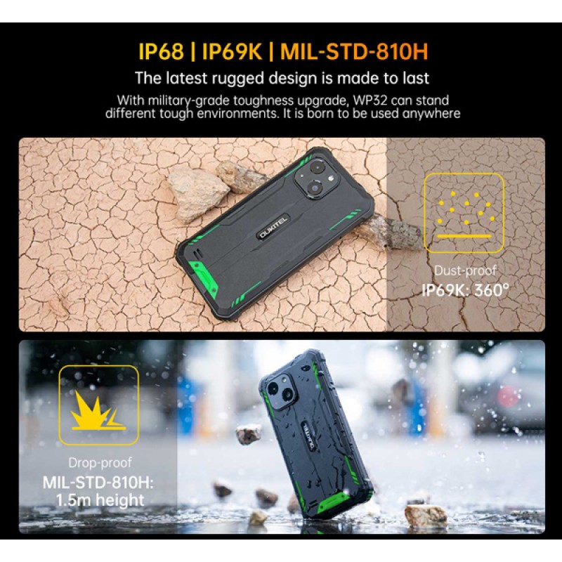OUKITEL smartphone WP32, 6", 4/128GB, 6300mAh, IP68/IP69K/MIL-STD-810H, πορτοκαλί