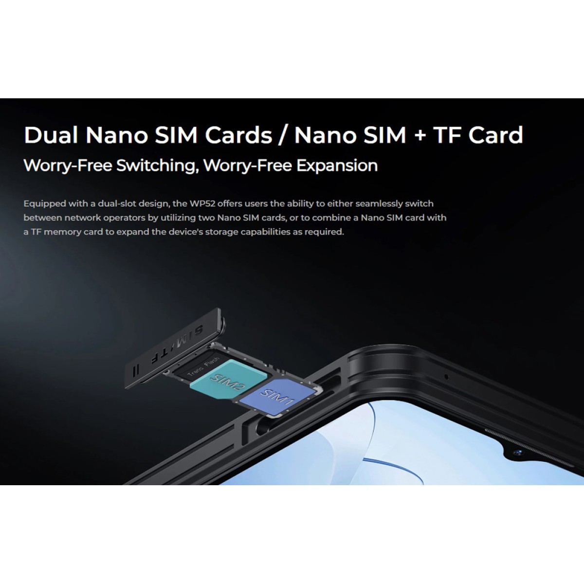 OUKITEL smartphone WP52, 6.6", 4/256GB, 5G, 6500mAh, IP68/IP69K, μαύρο