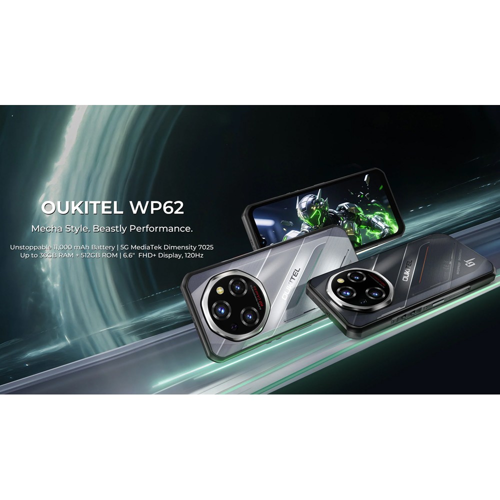 OUKITEL smartphone WP62, 6.6", 12/512GB, 5G, 11000mAh, IP68/IP69K/MIL-STD-810H, μαύρο